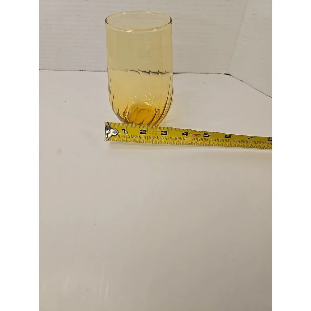 Anchor Hocking Regal‎ Honey Gold Flat Tumbler Glasses Swirl Optic